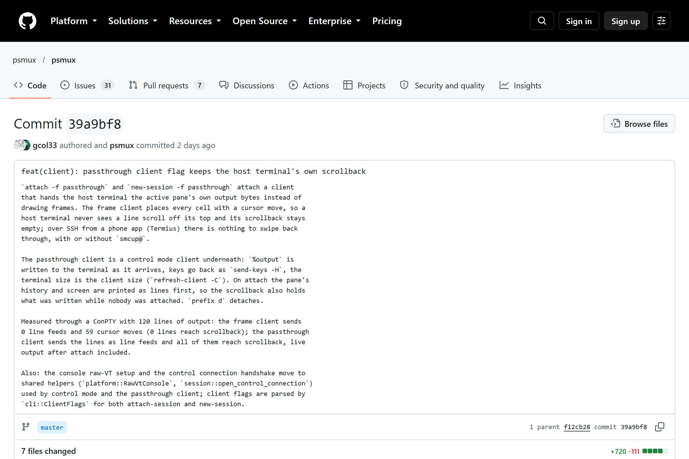 Contribution to psmux